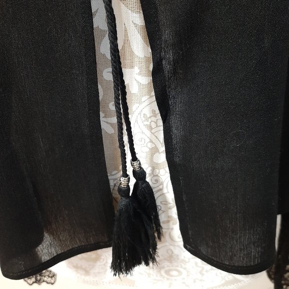 Black Boho Cardigan With lace accents - Picture 4 of 6